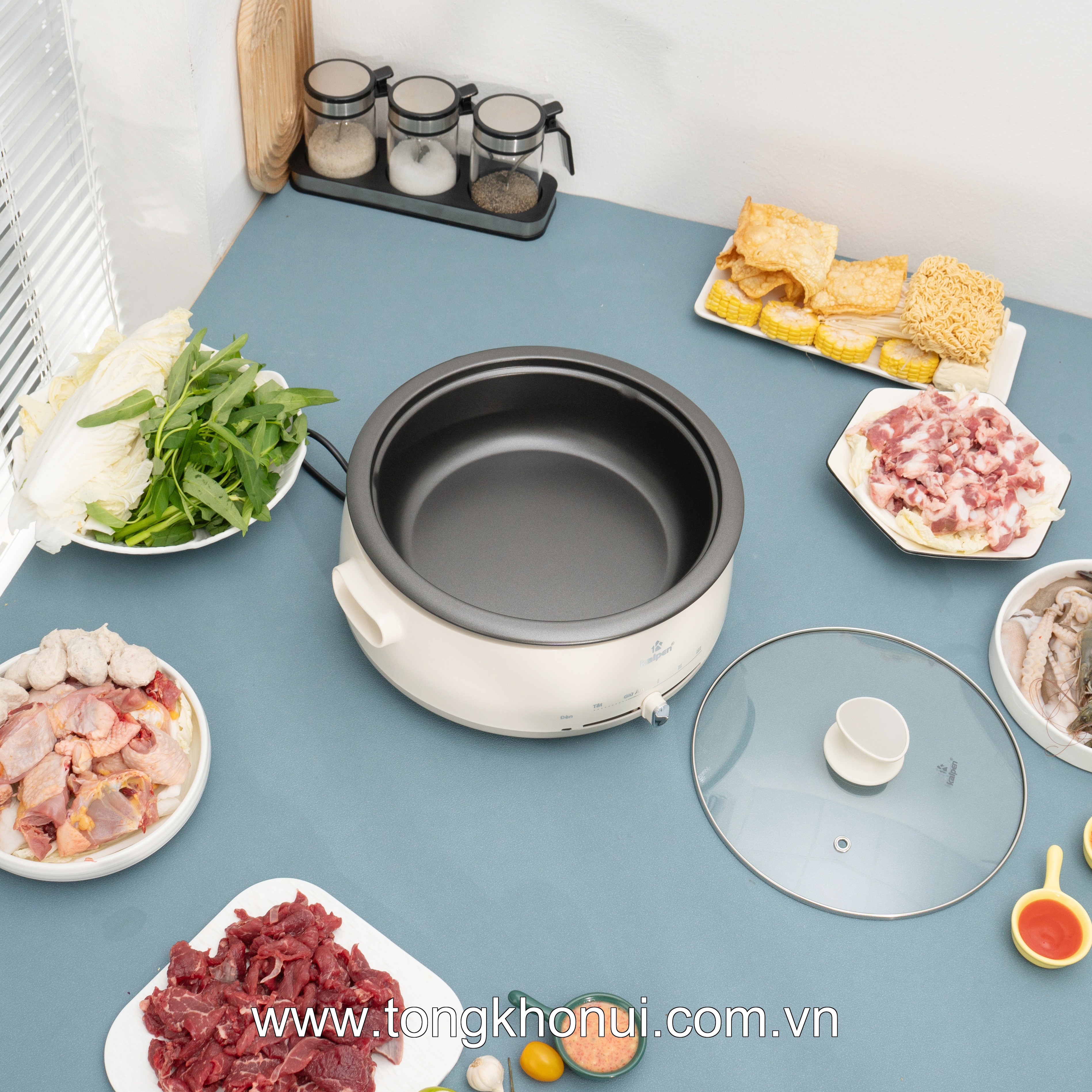 Nồi lẩu điện Kalpen 4L khay lẩu tháo rời, 1660W, P11 ảnh 3